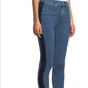 Rag and bone cropped two-tone jeans